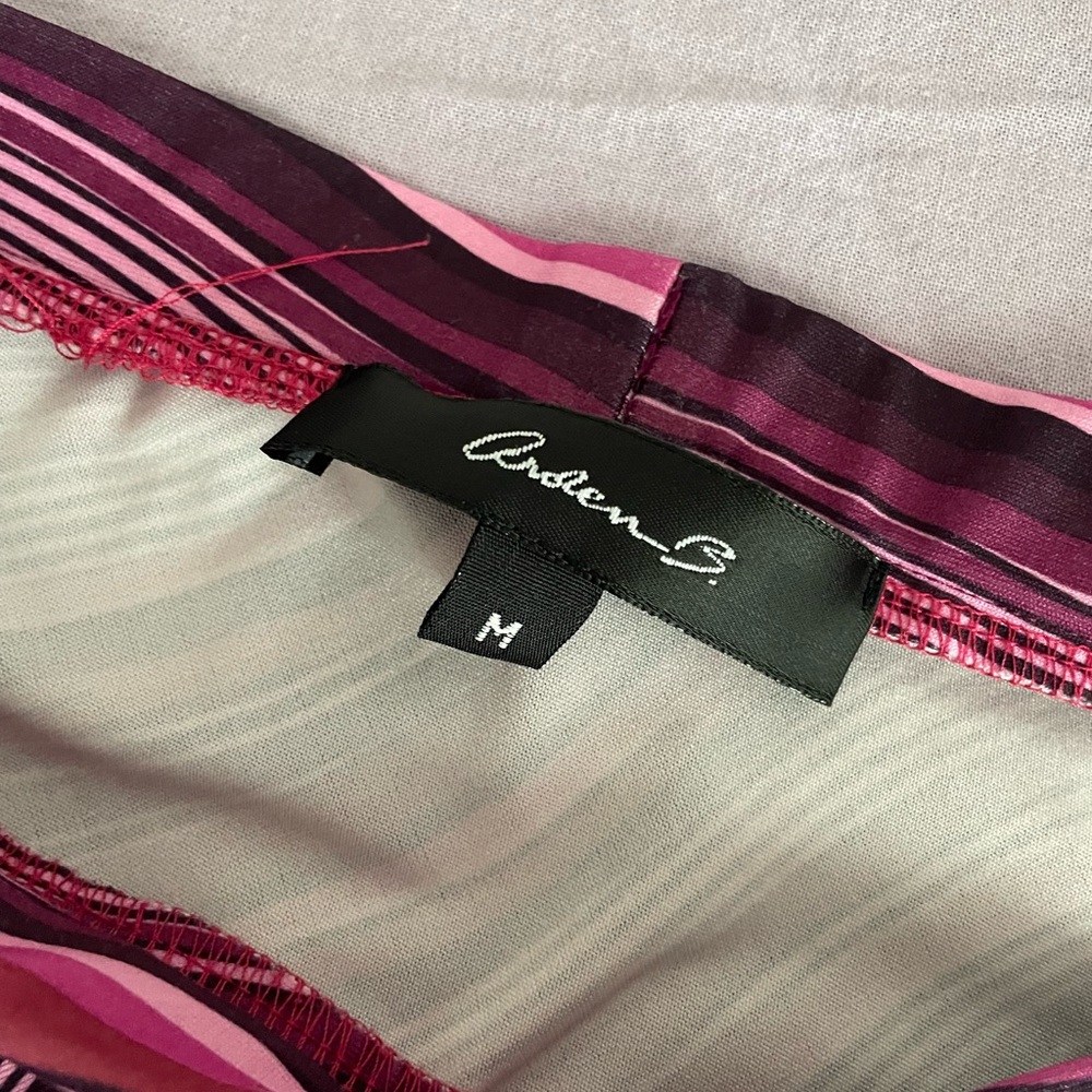 Arden B Pink and Black Asymmetrical Wave-Stripe Skirt - Picture 2 of 2